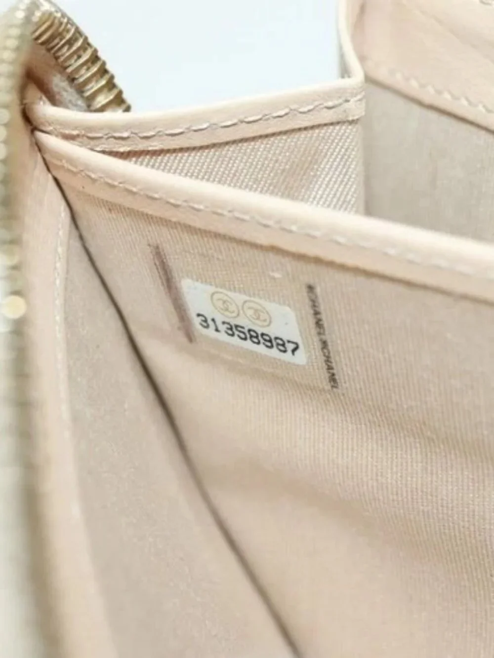 CHANEL Long Wallet Lamb Skin Beige Gold CC Auth 167178SAM